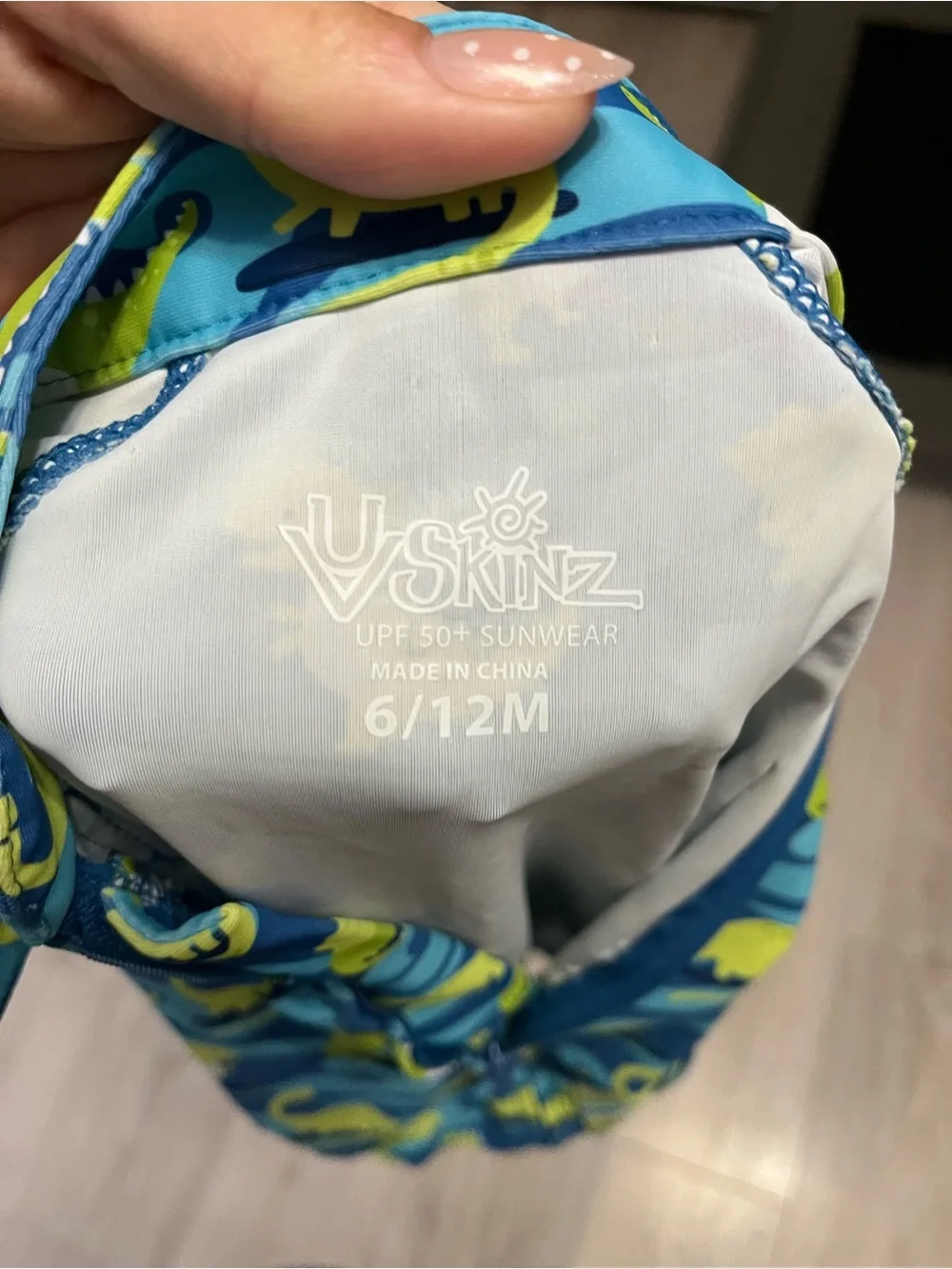 UV Skinz  Blue & Green Dinosaur One-Piece Rashguard 6-12 Mo NWOT